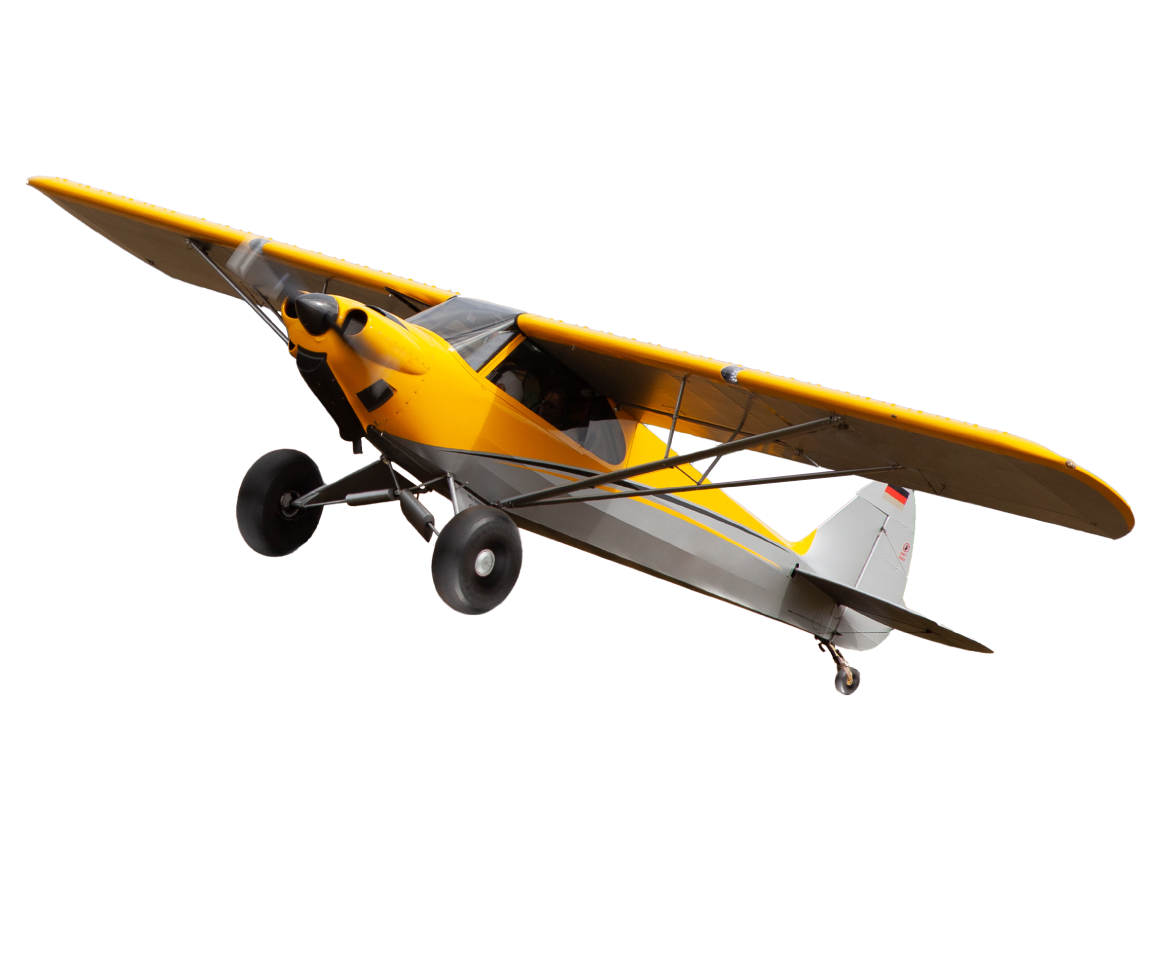 yellow light aircraft flying over blue sky